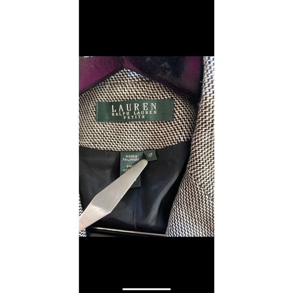 LRL Lauren Ralph Lauren Gray Linen Blazer Jacket 4 Button Lined Size 10P Petite - Picture 13 of 14